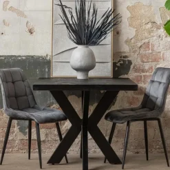 Rechthoekige Eettafels|Industriële Eettafels-Mangohoutonline - Eettafel Memphis Black 240x100cm Rechthoekig - Zwart - Mahom