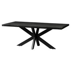 Rechthoekige Eettafels|Industriële Eettafels-Mangohoutonline - Eettafel Memphis Black 240x100cm Rechthoekig - Zwart - Mahom