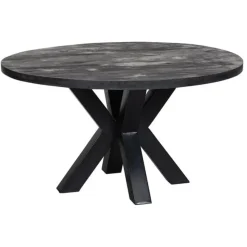 Industriële Eettafels-Mangohoutonline - Eettafel Madison Black Ø 120 Rond - Zwart - Mahom