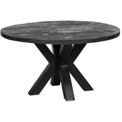 Industriële Eettafels-Mangohoutonline - Eettafel Madison Black Ø 120 Rond - Zwart - Mahom