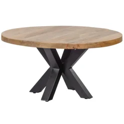 Industriële Eettafels|Ronde Eettafels-Mangohoutonline - Eettafel Madison 150cm Rond - Bruin - Mahom