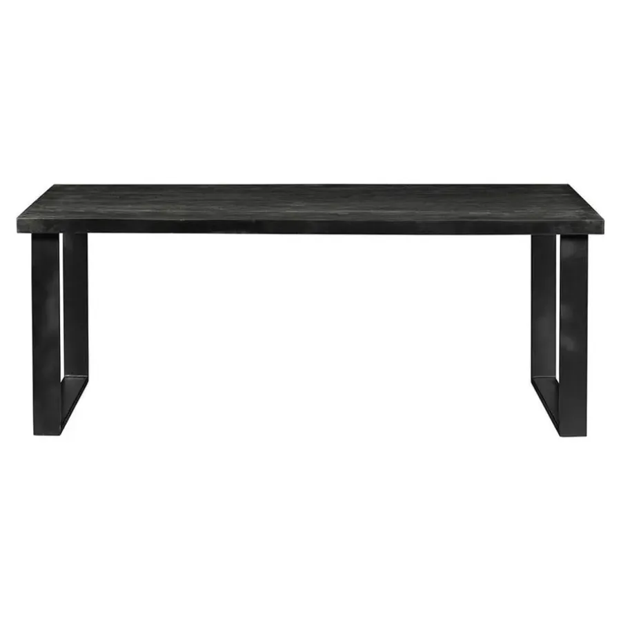 Rechthoekige Eettafels|Industriële Eettafels-Mangohoutonline - Eettafel Britt Black 140x90cm Rechthoekig - Zwart - Mahom