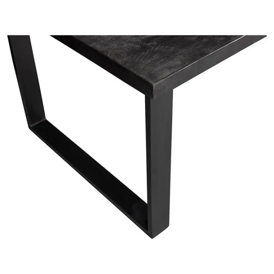 Rechthoekige Eettafels|Industriële Eettafels-Mangohoutonline - Eettafel Britt Black 140x90cm Rechthoekig - Zwart - Mahom