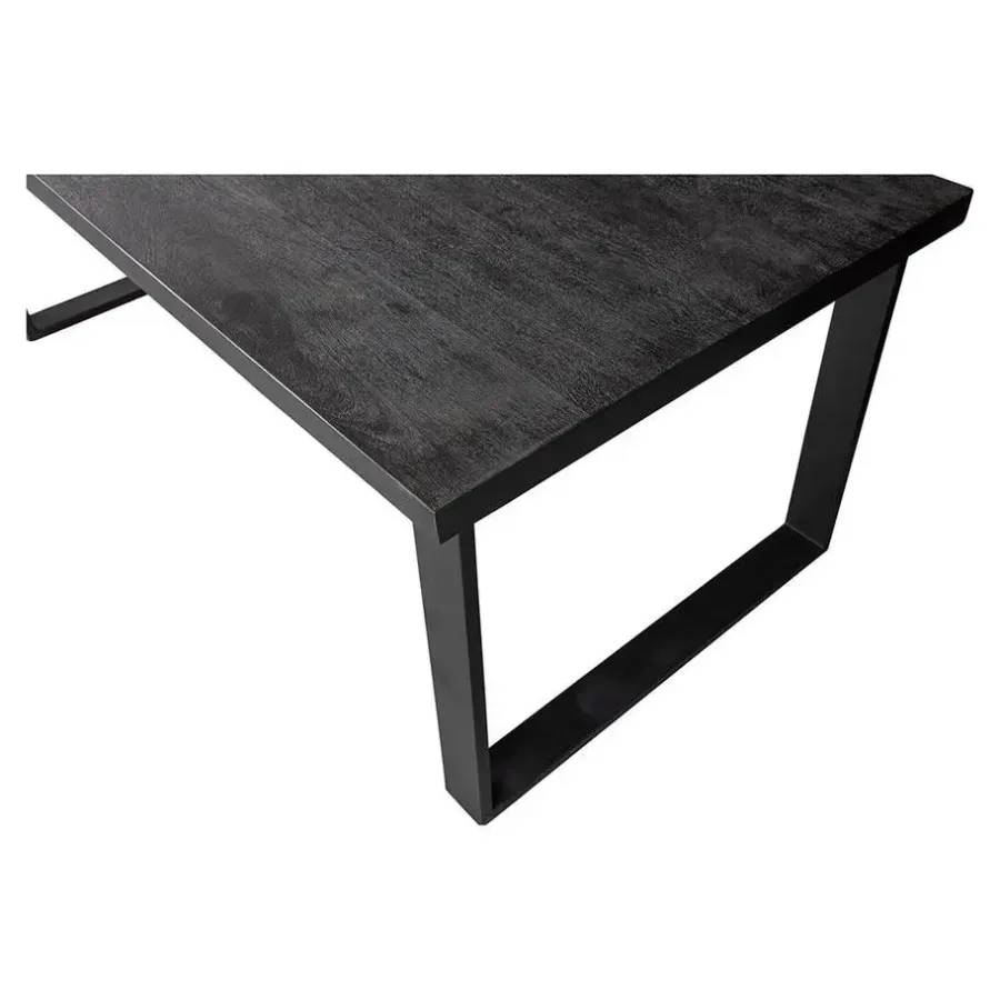 Rechthoekige Eettafels|Industriële Eettafels-Mangohoutonline - Eettafel Britt Black 140x90cm Rechthoekig - Zwart - Mahom
