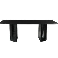 Rechthoekige Eettafels|Industriële Eettafels-Mangohoutonline - Eettafel Lucia Black 210x100cm Rechthoekig - Zwart - Mahom