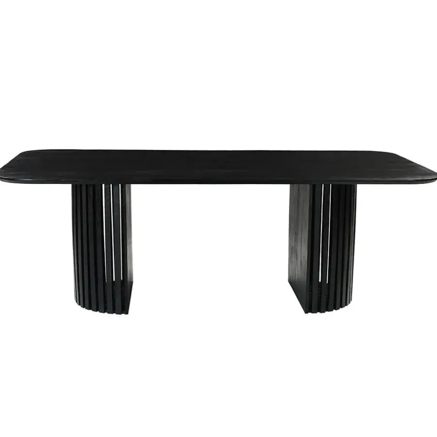 Rechthoekige Eettafels|Industriële Eettafels-Mangohoutonline - Eettafel Lucia Black 210x100cm Rechthoekig - Zwart - Mahom
