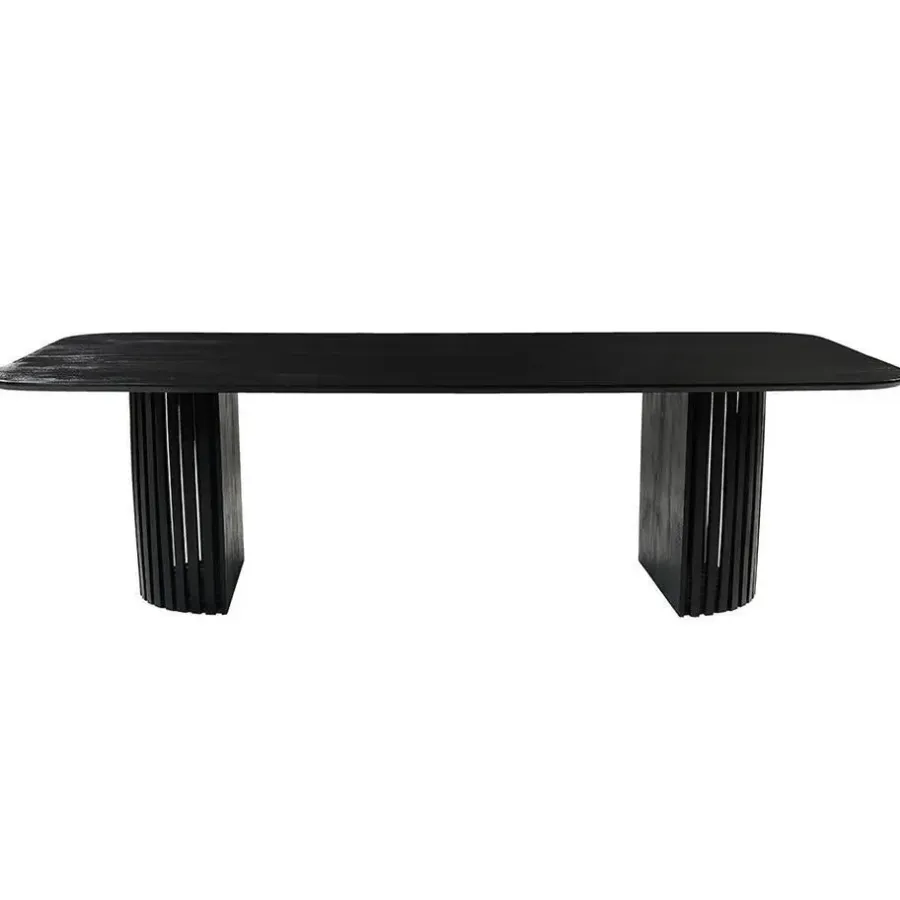 Rechthoekige Eettafels|Industriële Eettafels-Mangohoutonline - Eettafel Lucia Black 210x100cm Rechthoekig - Zwart - Mahom
