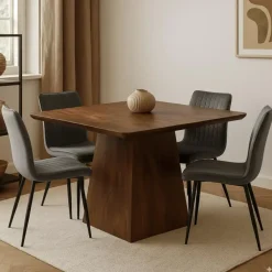 Mangohoutonline - Eettafel Nova Vierkant 90x90cm Donkerbruin Vierkant