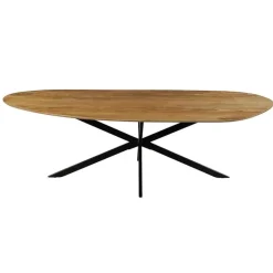 Mangohoutonline - Eettafel Organisch Alessia 240x110cm - Bruin - Mahom