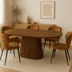 Industriële Eettafels|Ovale Eettafels-Mangohoutonline - Eettafel Nova Capsule Donkerbruin 210x100cm Rechthoekig