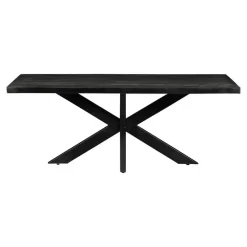 Industriële Eettafels-Mangohoutonline - Eettafel Memphis Black 220x100cm Rechthoekig - Zwart - Mahom
