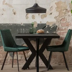 Industriële Eettafels-Mangohoutonline - Eettafel Memphis Black 220x100cm Rechthoekig - Zwart - Mahom