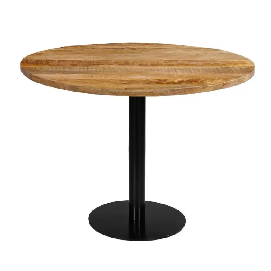 Industriële Eettafels-Mangohoutonline - Horecatafel Rond Ø100cm Rond - Bruin - Mahom