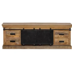 Tv Meubels-Mangohoutonline - TV Meubel Portland 140cm Rechthoekig - Bruin - Mahom