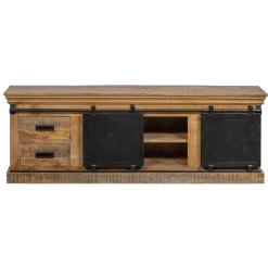 Tv Meubels-Mangohoutonline - TV Meubel Portland 140cm Rechthoekig - Bruin - Mahom