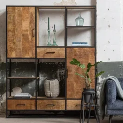 Wandkasten-Mangohoutonline - Vakkenkast San AntonioXL Rechthoekig - Bruin - Mahom