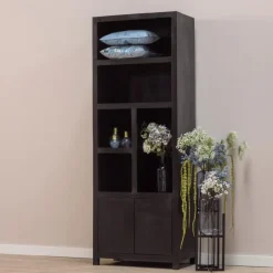 Mangohoutonline - Wandkast Phoenix 80cm 5 Open Vakken, 2 Deuren Rechthoekig