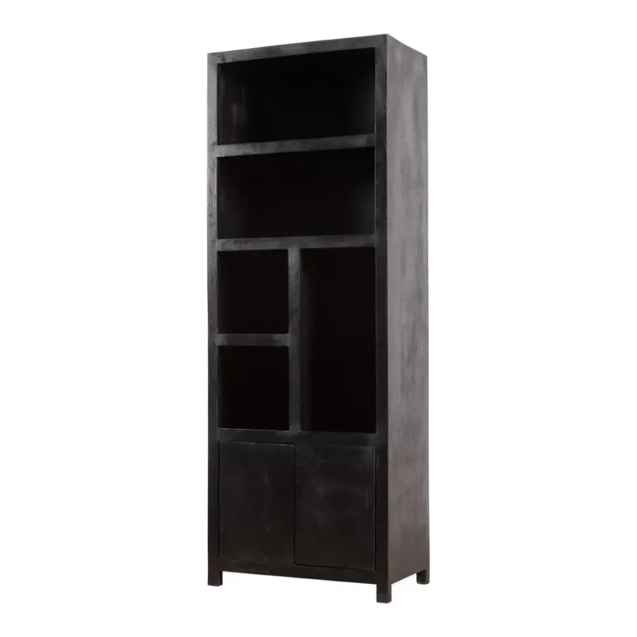 Mangohoutonline - Wandkast Phoenix 80cm 5 Open Vakken, 2 Deuren Rechthoekig