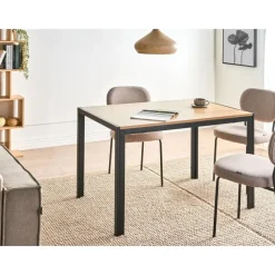 Rechthoekige Eettafels-Leen Bakker MANN - Eettafel - Lichtbruin/Zwart - 120 x 70 cm - Hout
