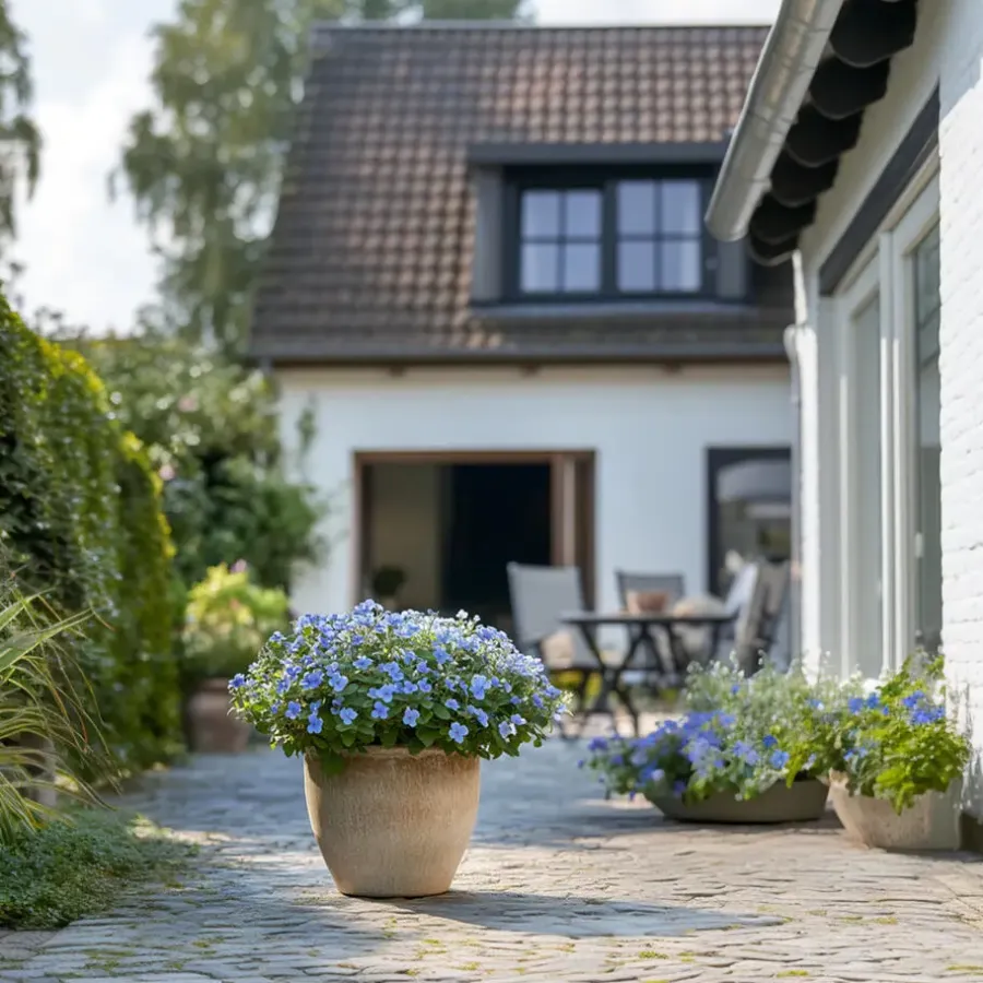Planten|Tuinplanten-Plant in a Box Mannentrouw - Set van 3 - Plumbago auriculata - Hoogte 25-40cm - ⌀9cm