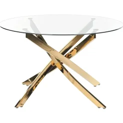 Ronde Eettafels-Beliani MARAMO - Eettafel - Goud - ⌀120 cm - Veiligheidsglas