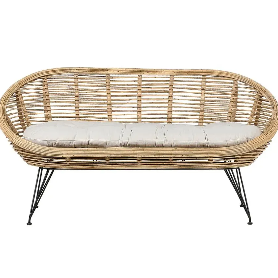 Beliani MARATEA - Tuinbank - Lichtbeige - Rotan