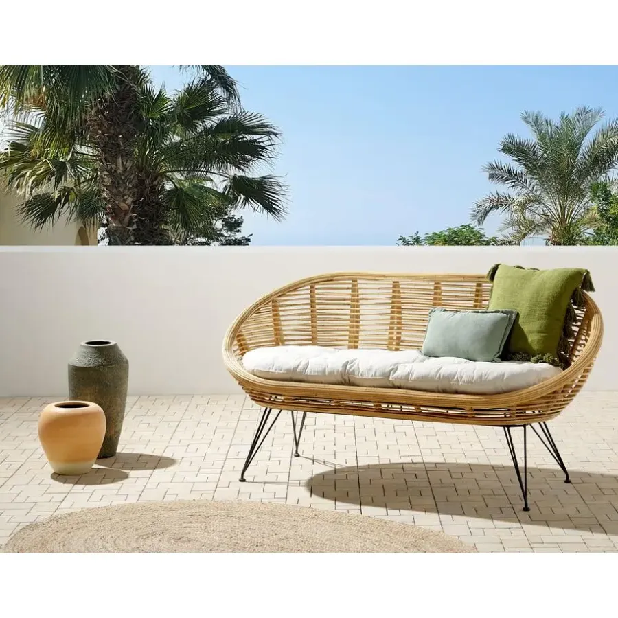Beliani MARATEA - Tuinbank - Lichtbeige - Rotan