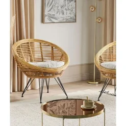 Beliani MARATEA - Tuinstoel set van 2 - Lichtbeige - Rotan