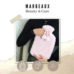 MARBEAUX Warmwaterkruik Set van 2 Stuks Kruik met Zachte Hoes Beige en Roze M...