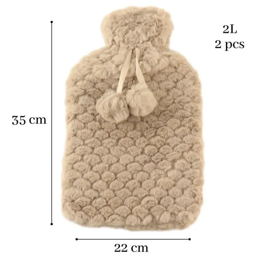 MARBEAUX Warmwaterkruik Set van 2 Stuks Kruik met Zachte Hoes Beige Magnetron...