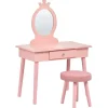 Kaptafels-Leen Bakker MARGIE - Kinderkaptafel met krukje - Roze - MDF