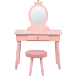 Kaptafels-Leen Bakker MARGIE - Kinderkaptafel met krukje - Roze - MDF