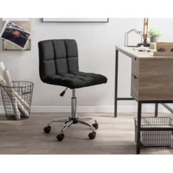 Bureaustoelen|Bureaustoelen-Beliani MARION - Bureaustoel - Zwart - Polyester