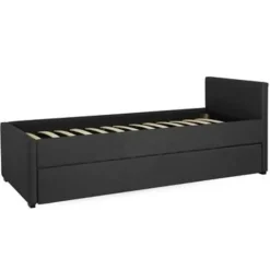 Beliani MARMANDE - Onderschuifbed - Grijs - 80 x 200 cm - Polyester