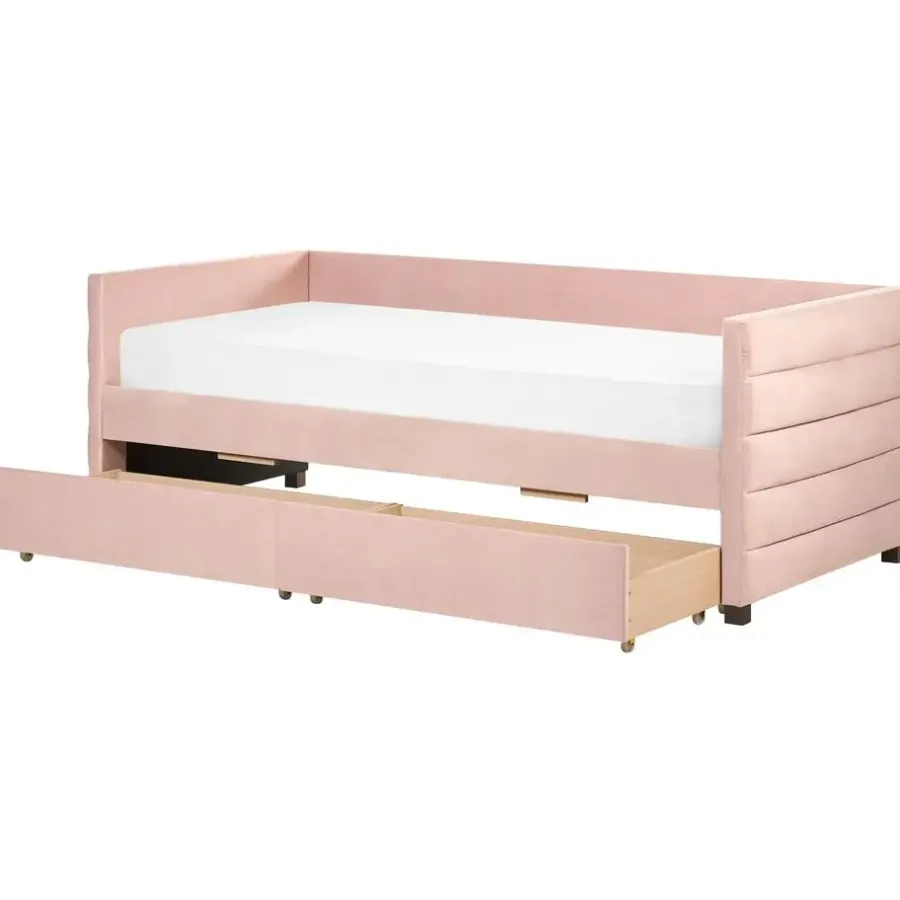 Beliani MARRAY - Slaapbank - Roze - 90 x 200 cm - Fluweel