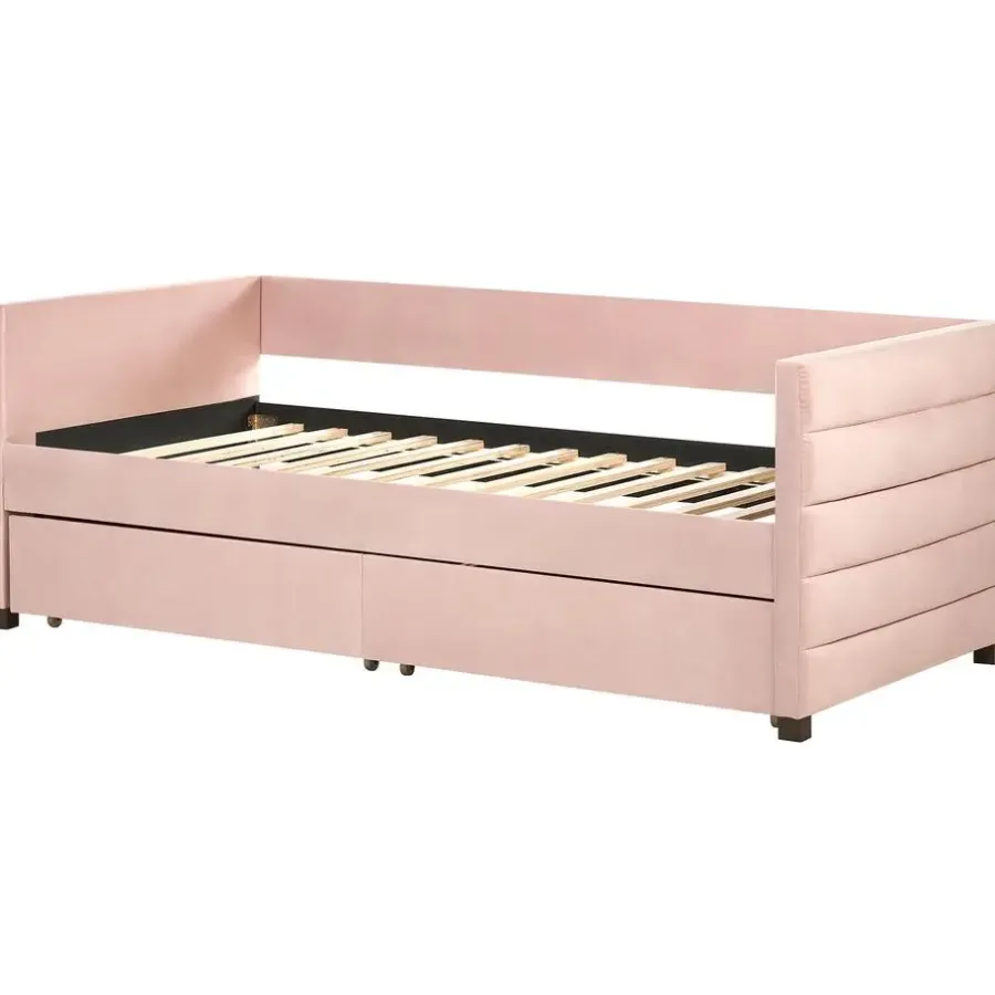 Beliani MARRAY - Slaapbank - Roze - 90 x 200 cm - Fluweel