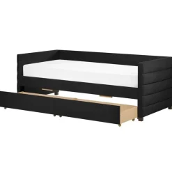 1-Persoons Bedden-Beliani MARRAY - Slaapbank - Zwart - 90 x 200 cm - Fluweel