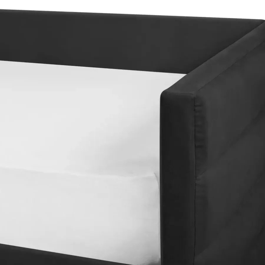 1-Persoons Bedden-Beliani MARRAY - Slaapbank - Zwart - 90 x 200 cm - Fluweel