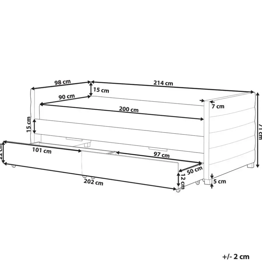 1-Persoons Bedden-Beliani MARRAY - Slaapbank - Zwart - 90 x 200 cm - Fluweel