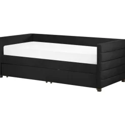 1-Persoons Bedden-Beliani MARRAY - Slaapbank - Zwart - 90 x 200 cm - Fluweel