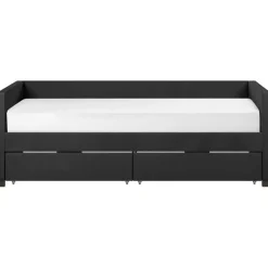 1-Persoons Bedden-Beliani MARRAY - Slaapbank - Zwart - 90 x 200 cm - Fluweel