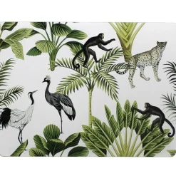 Placemats-Mars & More tafel placemat jungle print wit - 30 x 40 cm