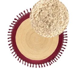 Leen Bakker MARTS - Vloerkleed - Donkerrood - 140 cm - Jute