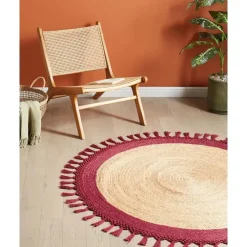 Leen Bakker MARTS - Vloerkleed - Donkerrood - 140 cm - Jute