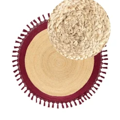 Leen Bakker MARTS - Vloerkleed - Donkerrood - 140 cm - Jute