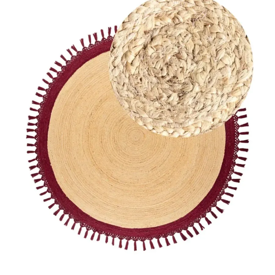 Leen Bakker MARTS - Vloerkleed - Donkerrood - 200 cm - Jute