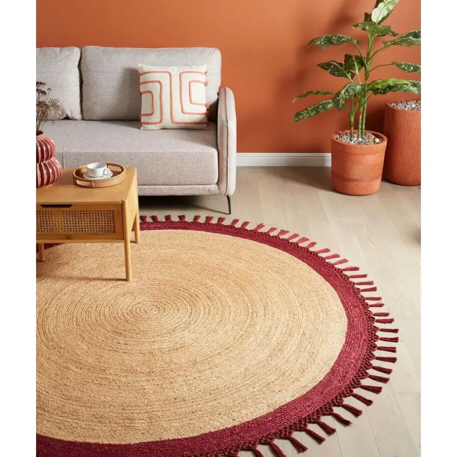 Leen Bakker MARTS - Vloerkleed - Donkerrood - 200 cm - Jute