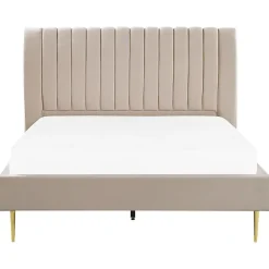 2-Persoons Bedden-Beliani MARVILLE - Tweepersoonsbed - Beige - 160 x 200 cm - Fluweel