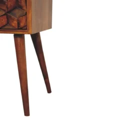 Nachtkastjes|Nachtkastjes-Artisan Furniture Massief Houten Eiken-achtige Kastanje Kubus Nachtkastje