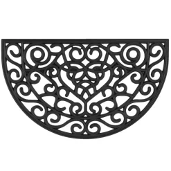 Leen Bakker Mat Country halfrond - zwart - 45x75 cm
